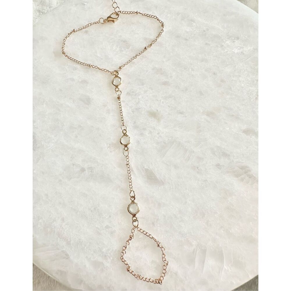 Gold color finger boho chain bracelet